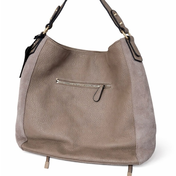 Moda Luxe Handbags - Moda Luxe Taupe Hobo Shoulder Bag Leather Suede Large Slouchy Boho Neutral Purse